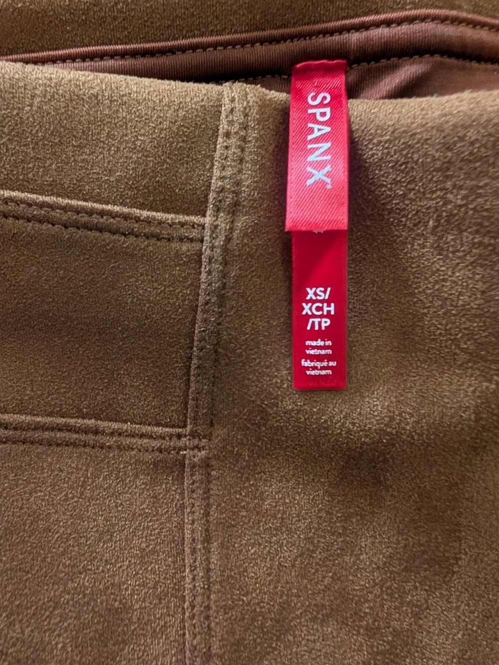 High-Rise Faux-Suede Leggings in Caramel Brown